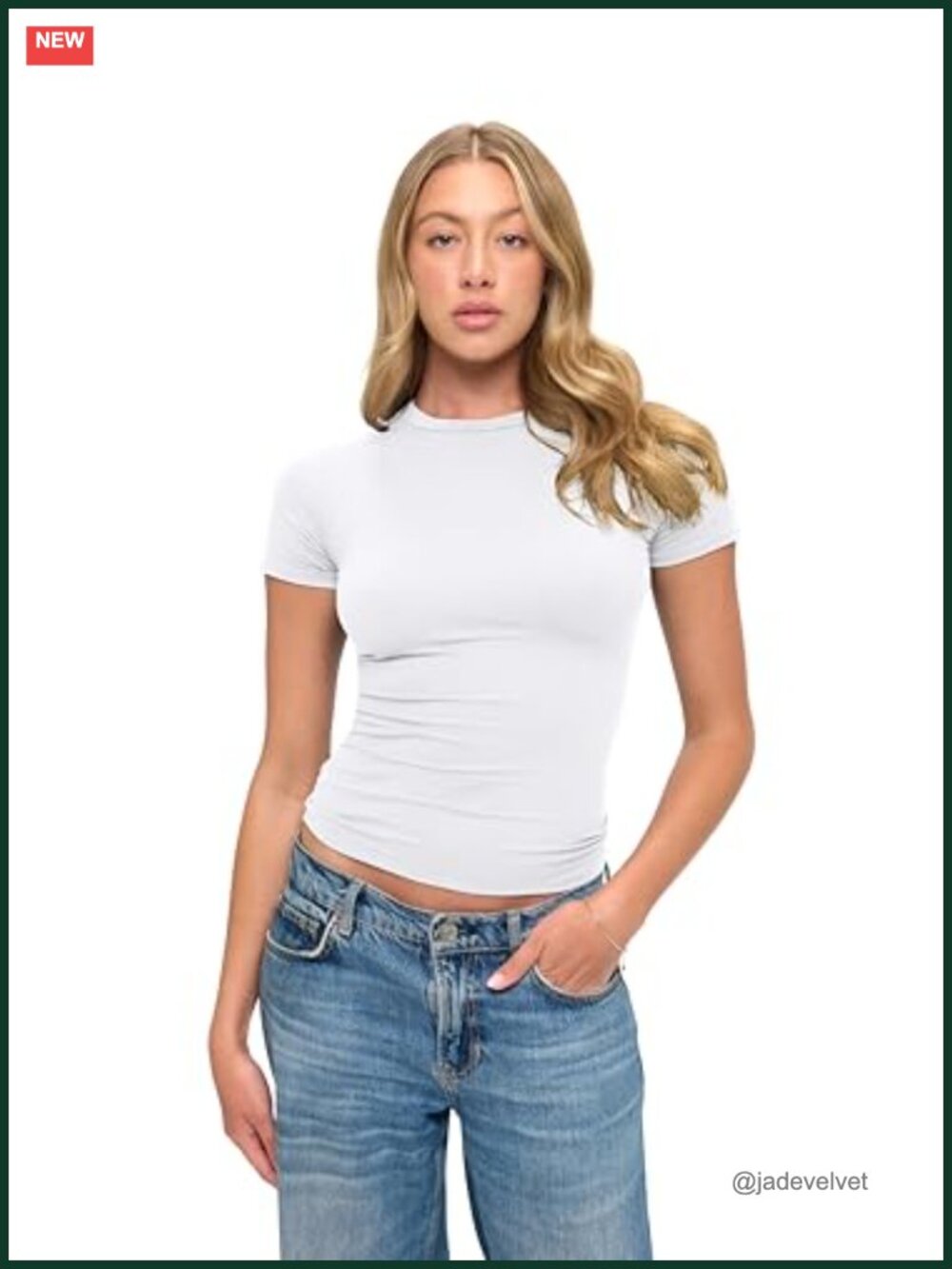 Super Soft Stretch Short Sleeve Crew Neck Crop Top Tee